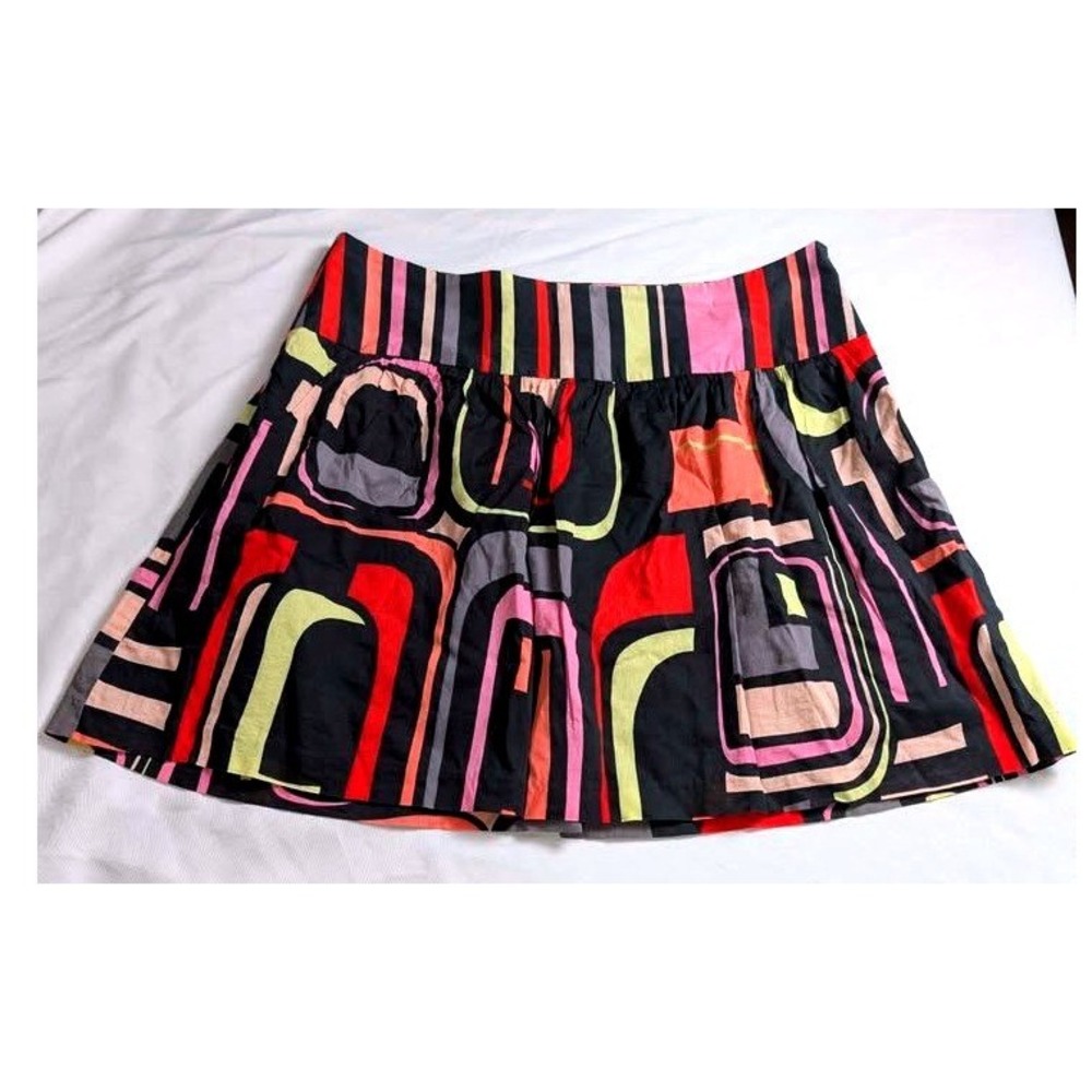 Kensie Mini Skirt ~ Size 10‎ ~ Multicolor Abstract Mod Geometric ~ Cotton/Flared